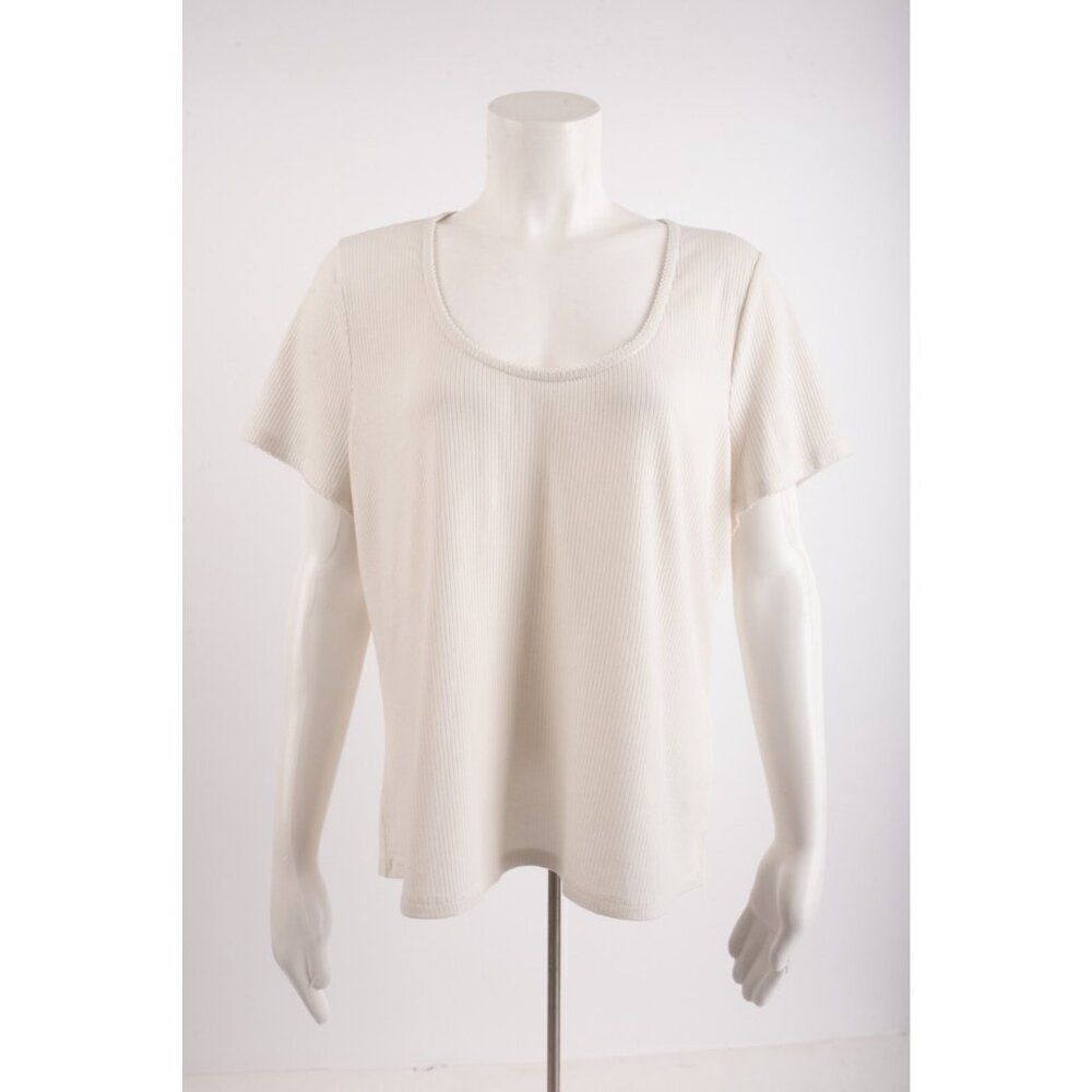 Boden Womans Top Shirt Scoop Neck Ribbed UK 22 US 20 22 Ivory T1336 NWT